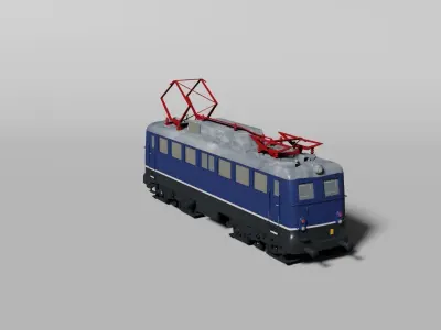 Blue German electric locomotive 3D model