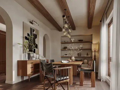 modern living room dining room interior scenes 42 3D model