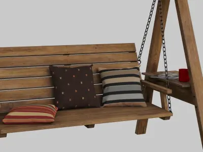 Garden swings with pillows Low-poly 3D model