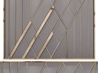 Decor geometric wall art in gold and silver 3D model