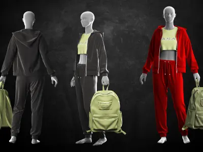 Sport wear and  Backpack  3D model