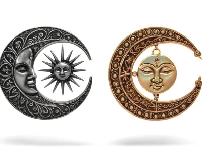 Decorative moons Low-poly 3D model