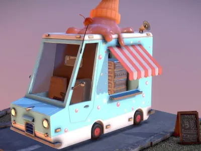 Fhs Ice Cream Truck Low-poly 3D model