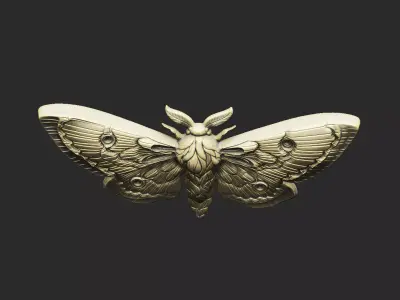 Moth cnc artcam decor vcarve wall panel home wood laser luxury  3D print model