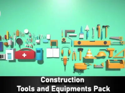 Construction Tools and Equipments Pack Low-poly 3D model