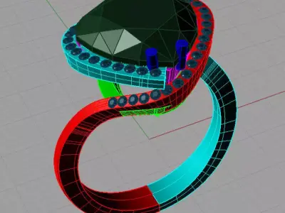Luxury heart engagement ring AN020 3D print model