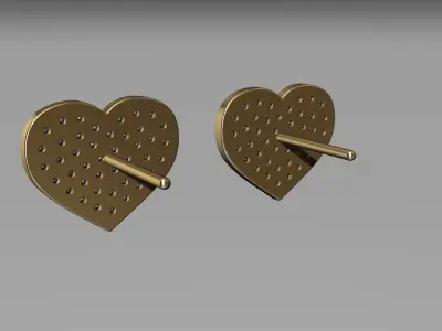 Heart Diamond Stud Earrings 3D print model