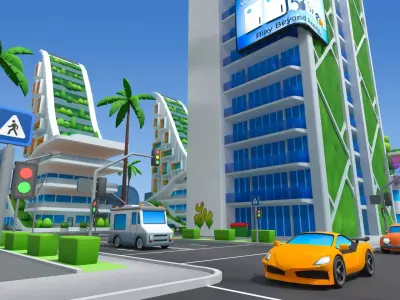  Cartoon City low poly 3D model  Low-poly 3D model