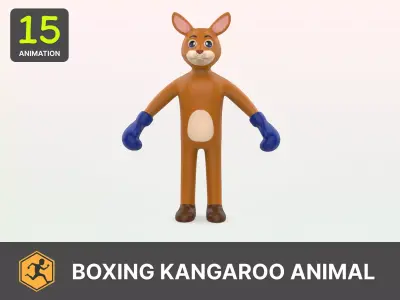 Boxing Kangaroo Animal Animated Low-poly 3D model