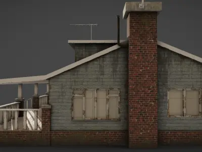 house with porch Low-poly 3D model
