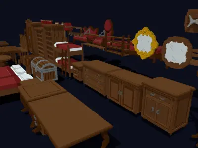 Props Pack - 3D Voxel Interior Models Low-poly 3D model