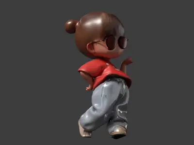 Chinese girl figure  Low-poly 3D model