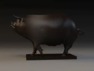Pig Sculpture animal decoration copper pig sow 3D model