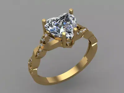 HEART-HELIX RING 3D print model
