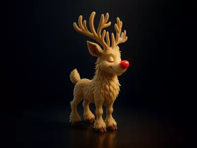 Christmas Red Nosed Reindeer Holiday Deer Figurine 3D print model