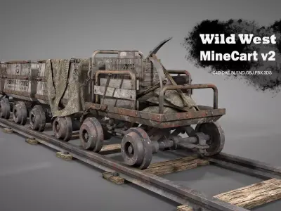Old Mine Cart v2 3D model