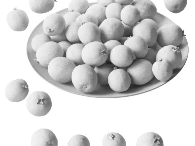 Feijoa on a platter Low-poly 3D model