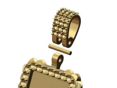 Spikes rectangular diamond bail memory pendant 3D print model