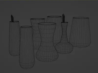 Vases set of Low-poly 3D model