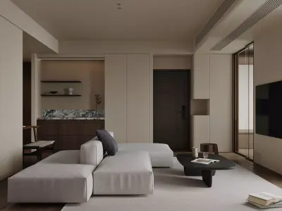 Modern living room dining room interior scenes 186 3D model