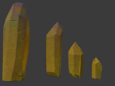 yellow crystals for climbing interior decoration Low-poly 3D model