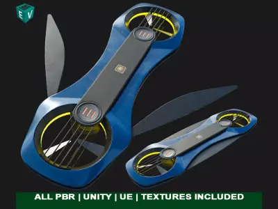 Sci Fi Hoverboard 2 All PBR Unity UE Textures Included  Low-poly 3D model