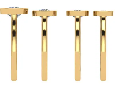 bezel setting round diamond ring set of 4  3D print model