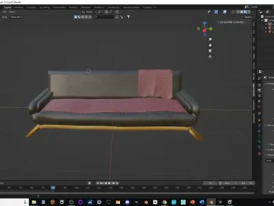 Animated luxury couch pow poly game ready Low-poly 3D model