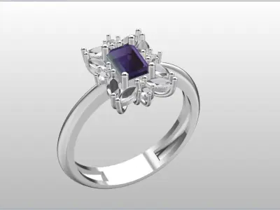 Royal Emerald Solitaire with marquise  3D print model