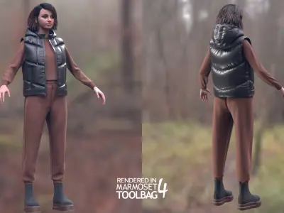 Woman in Autumn Outfit - Modular - Rigged Low-poly 3D model