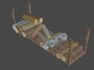 Logs - Lowpoly Game Ready PBR 3d model log rack Low-poly 3D model