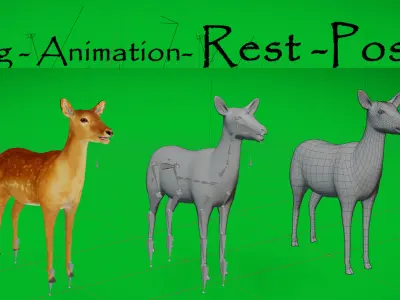 Female Fallow Deer Low-poly 3D model