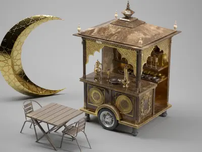 Ramadan Mobile Cart Low-poly 3D model