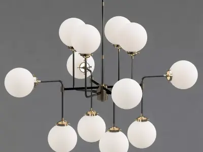 RH Bistro Globe Milk Glass 12-Light Chandelier 3D model