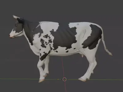 Rigged Holstein Friesian Cow 3D Model 3D model