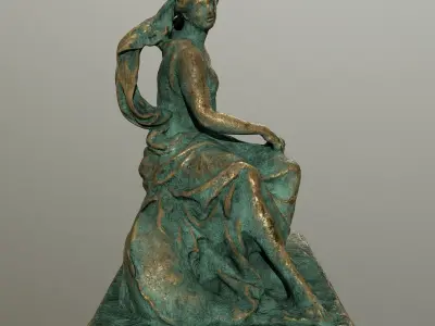 gold  statue  Low-poly 3D model