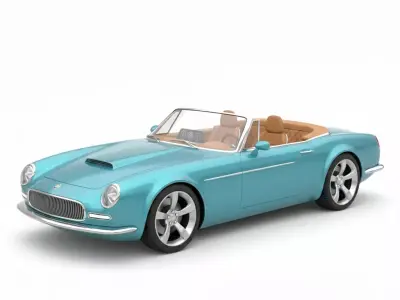 Classic Aqua Blue Convertible Sports Car Low-poly 3D model