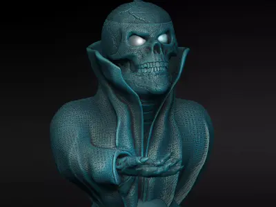 Cape-Skull-Kragen-Lamp Headgear-Schaedel-Bone open eyes 3D print model