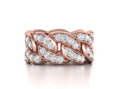 Diamond Cuban Link Ring  Heavy Chain Ring 10mm Wide 5US 6US 3D print model