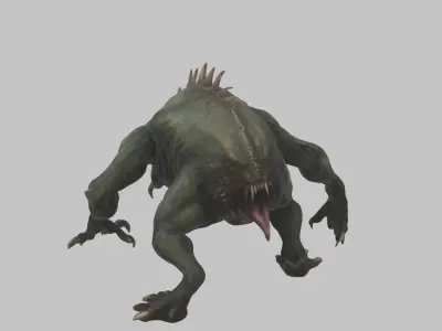 Feral monster reptile creature Low-poly 3D model