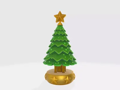 Christmas Tree Ornament with Star Topper Holiday Decoration 3D print model