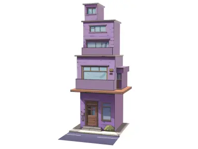 Tall Cartoon House Low-poly 3D model