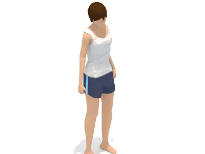 Warrior 1 Yoga Exercise Woman Animation Low-poly 3D model