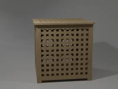 Wooden Box Low-poly 3D model 7