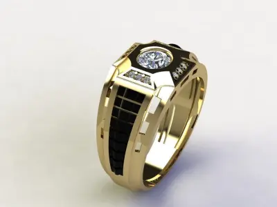 man ring cross black 3D print model