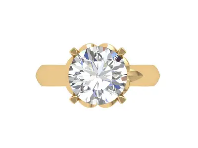 Solitaire Engagement Art Deco Ring 3D print model 2