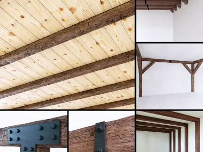 Wooden beams collection 3D model