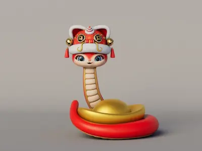 Rigged Cartoon Snake 3D model