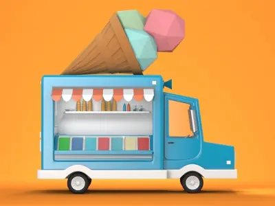 Ice Cream Truck Low-poly 3D model