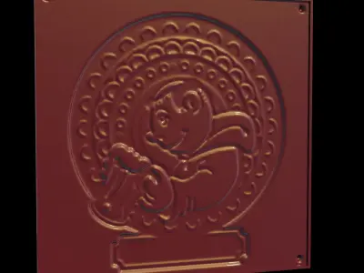 MonkBeer50 wooden plaque with man holding beer 3D print model